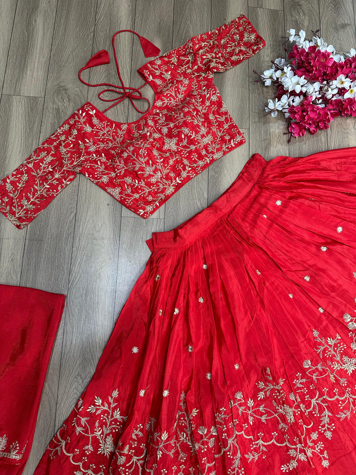 Red Color Embroidery Wedding wear lehenga choli for women