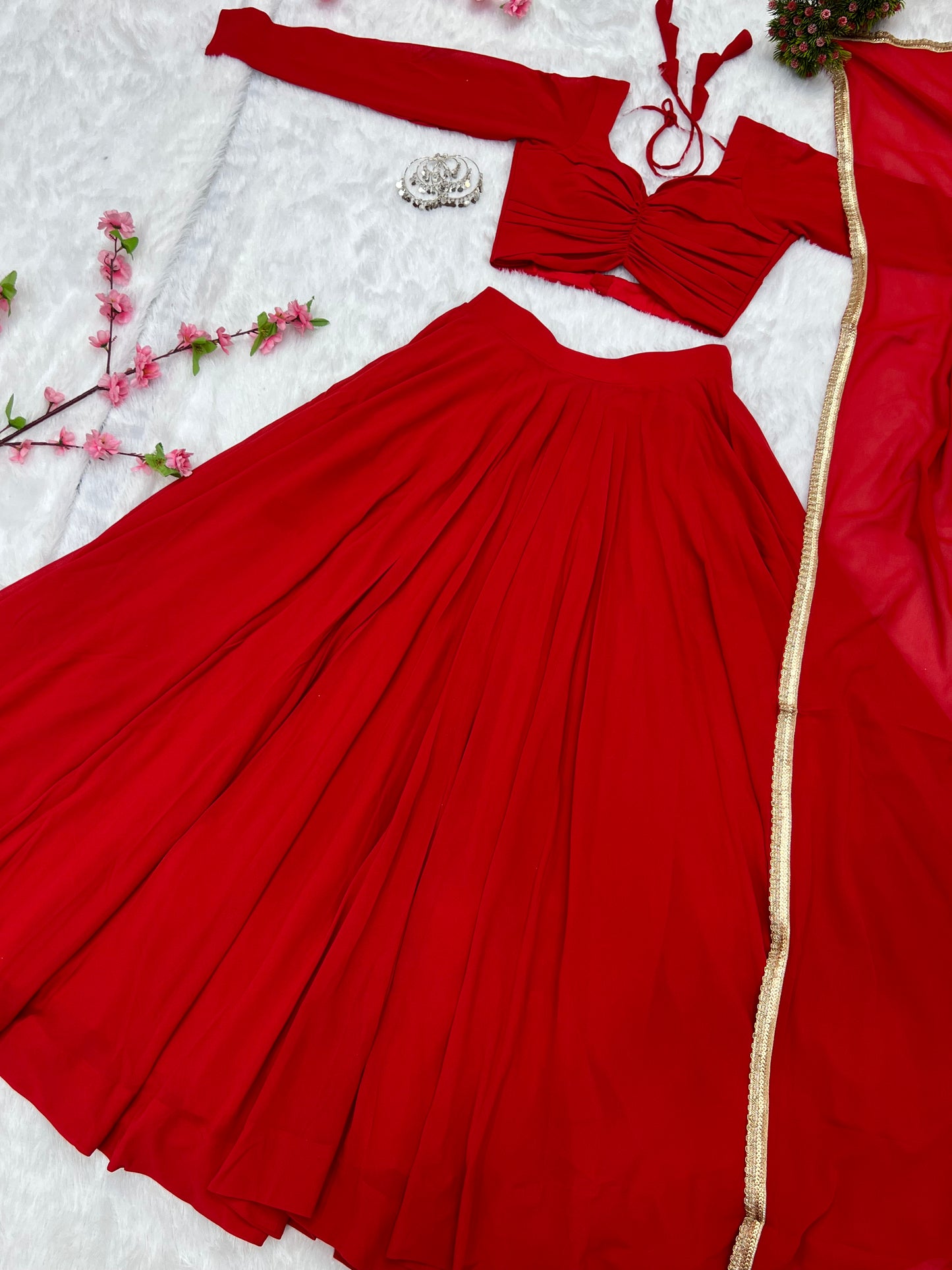 Party Wear Georgette Full Stitched lehenga choli with dupatta
