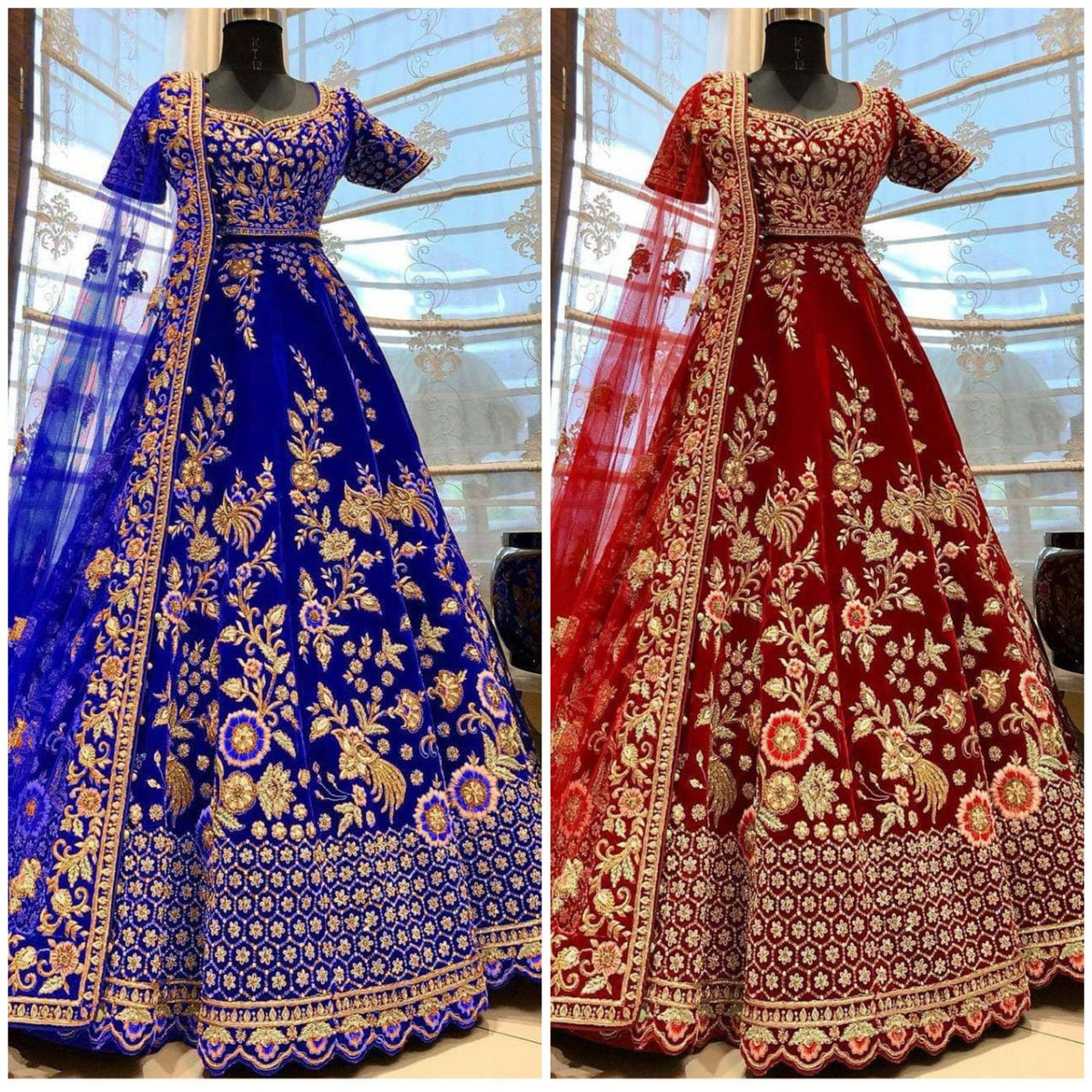 Velvet Taffeta Silk embroidery work Designer Lehenga