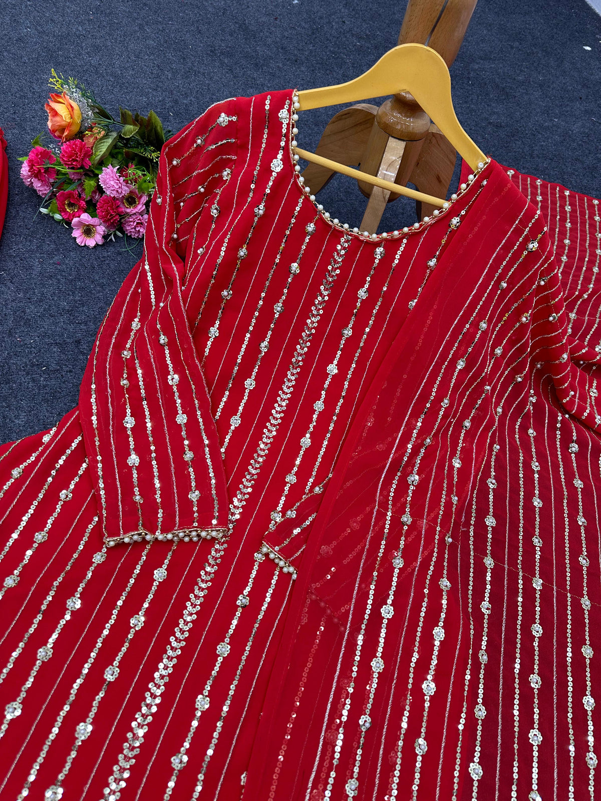 Latest Embroidery Georgette Plazo Suit set for women