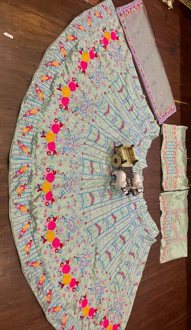 Grey Satin High Quality Lehenga Choli For Women