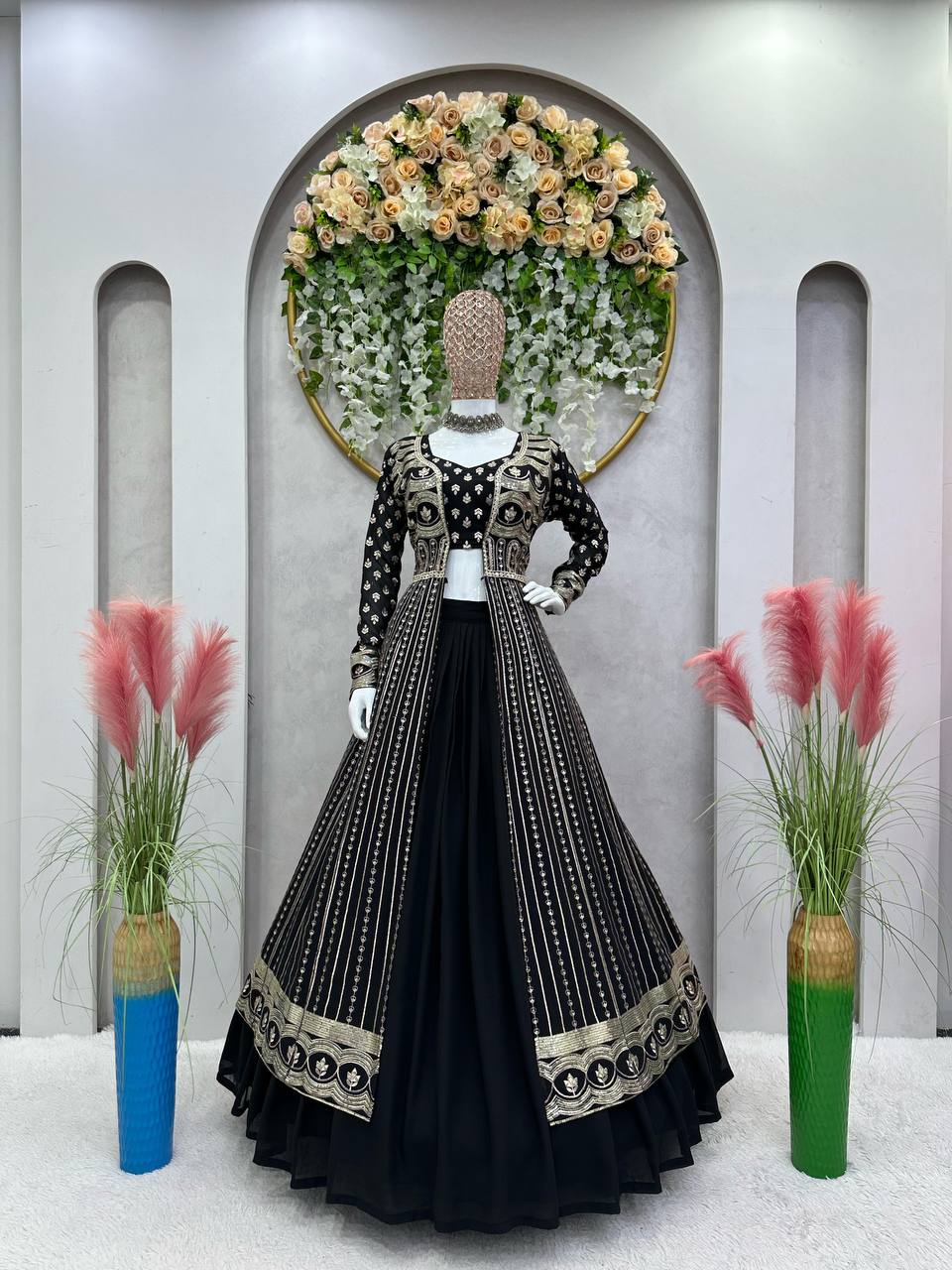 Party Wear Georgette Lehenga With Shrug For Women