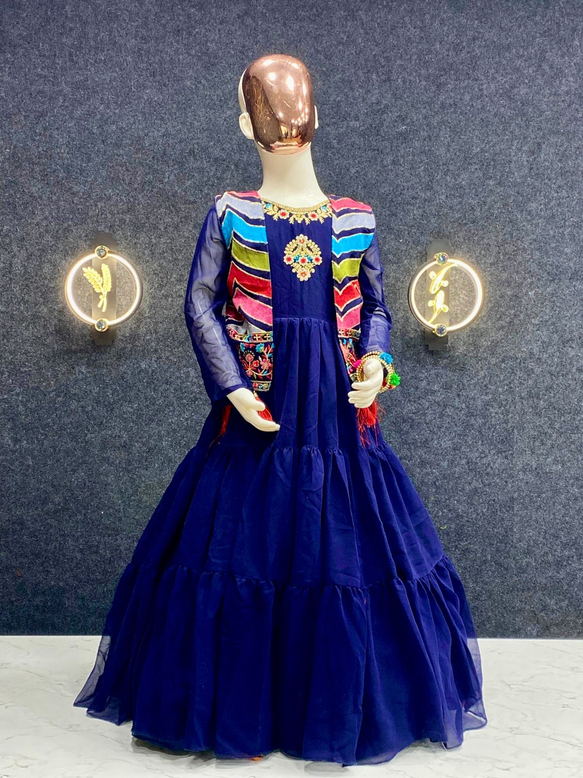 Blue Mother Daughter Gown Combo with jacket
