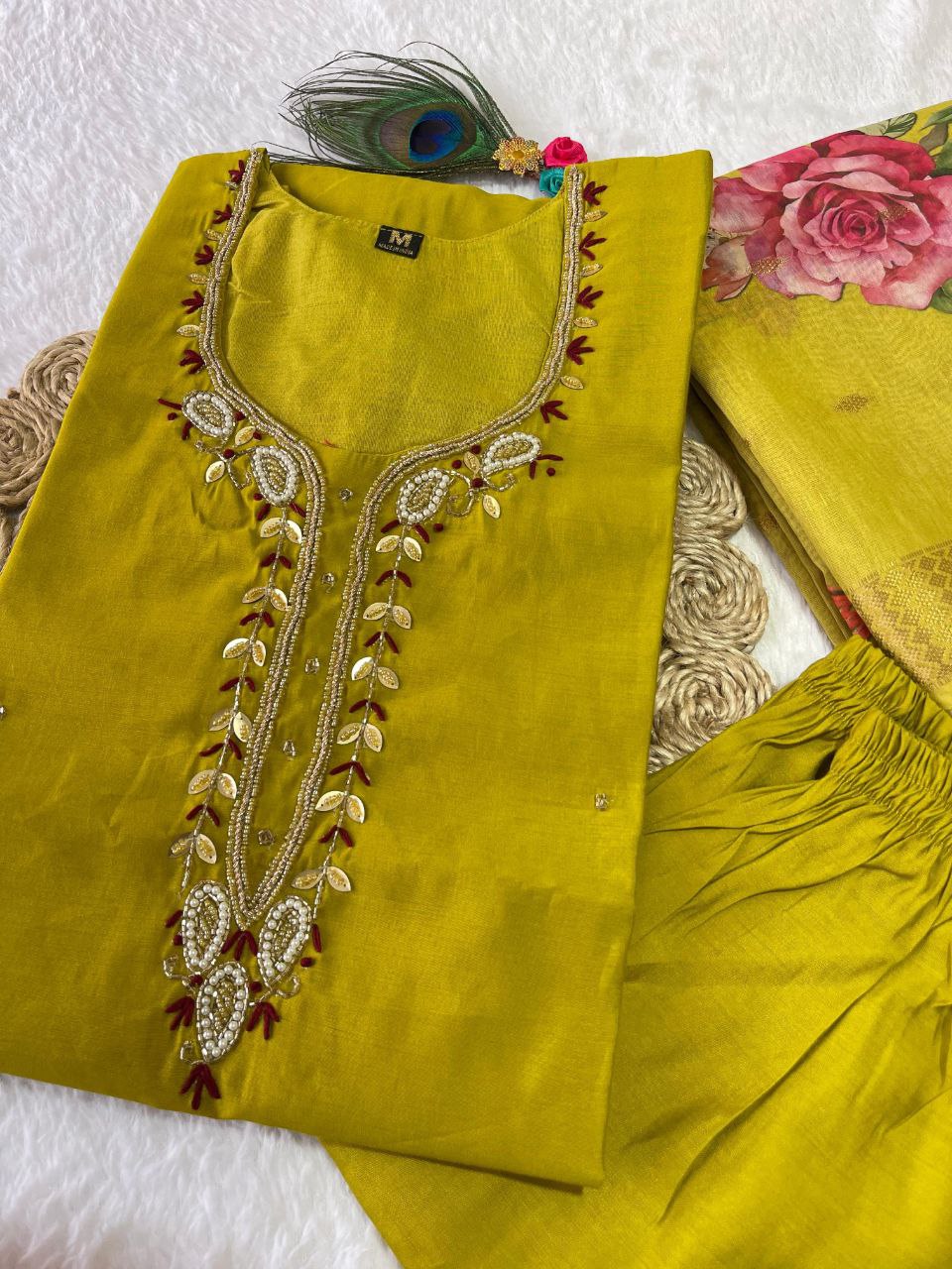 Green Ready Made Salwar suit For Women