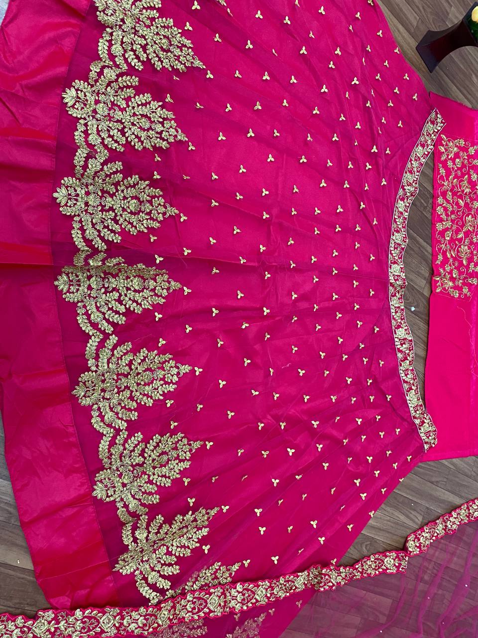 Pink color party wear embroidery work lehenga choli