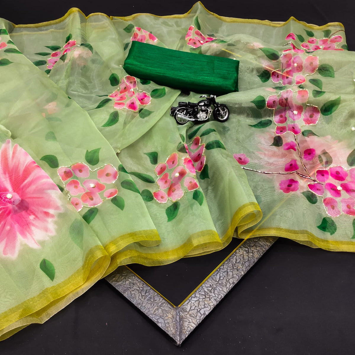 Organza Hand Work Printed Saree