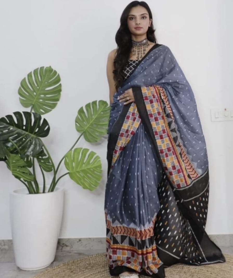 Soft Art Linen Digital printed saree