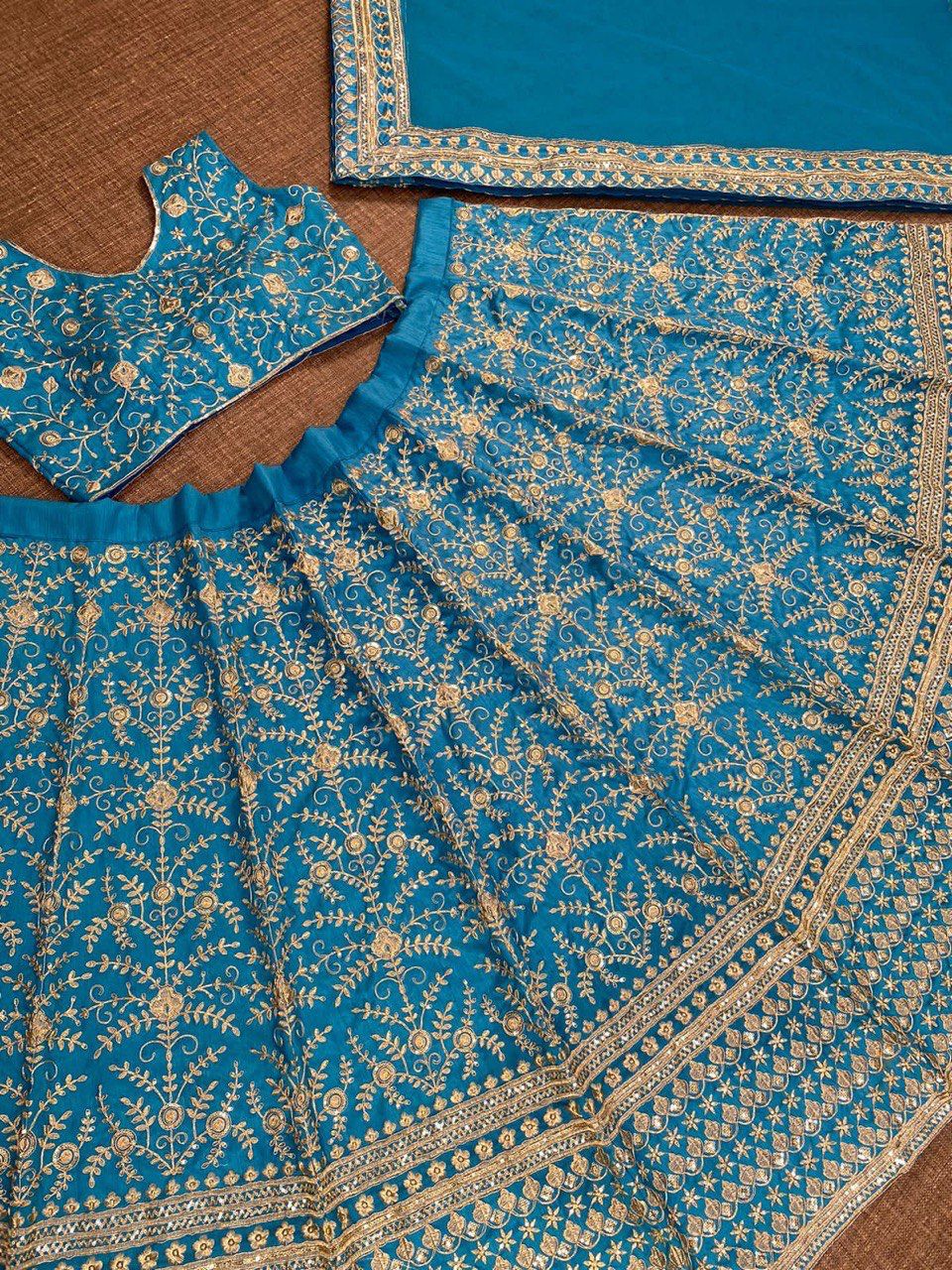 Teal blue Designer Exclusive Cording Sequence Work Lehenga Choli With Dupatta