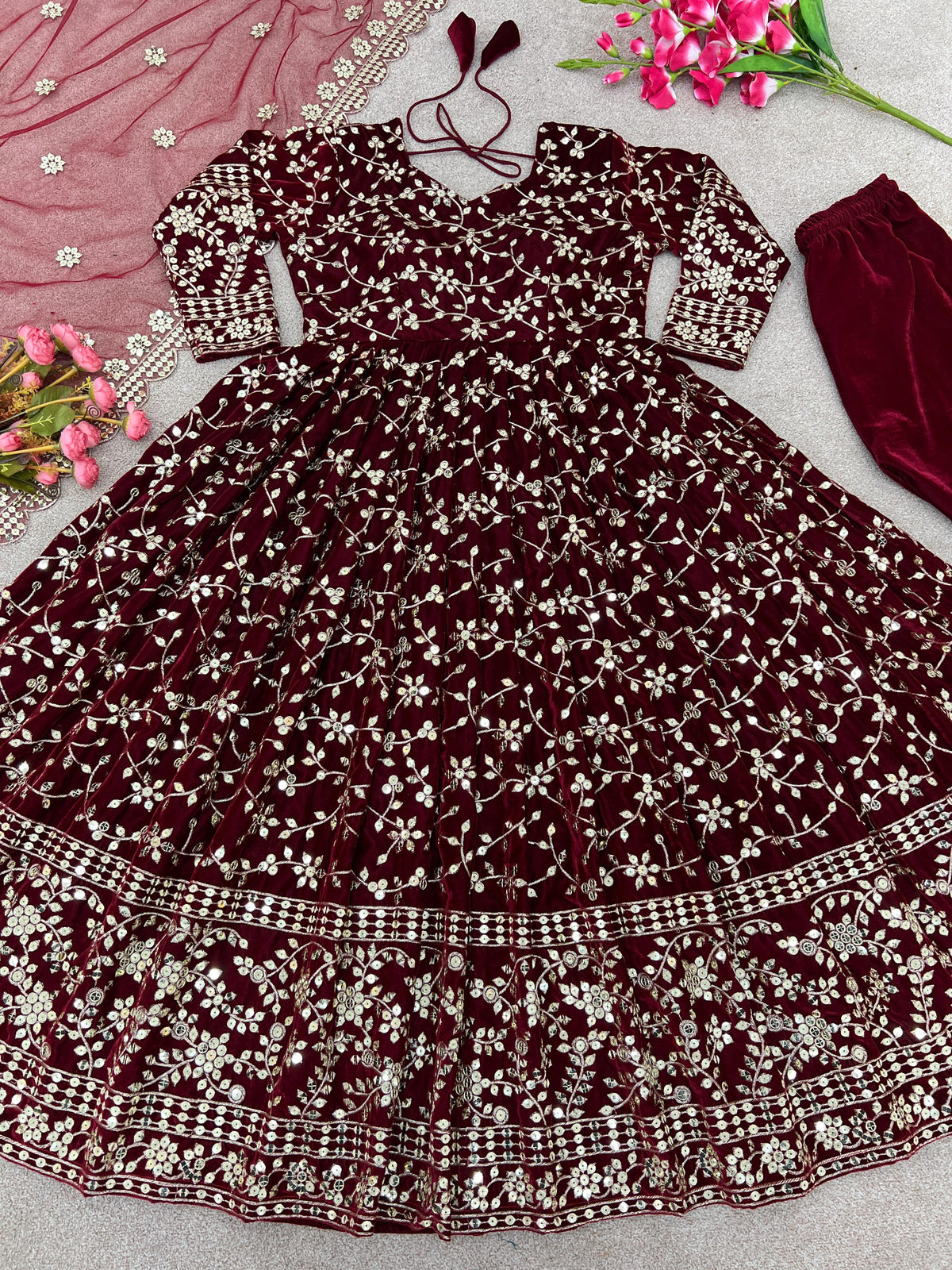 Full Embroidery Stitched Gown