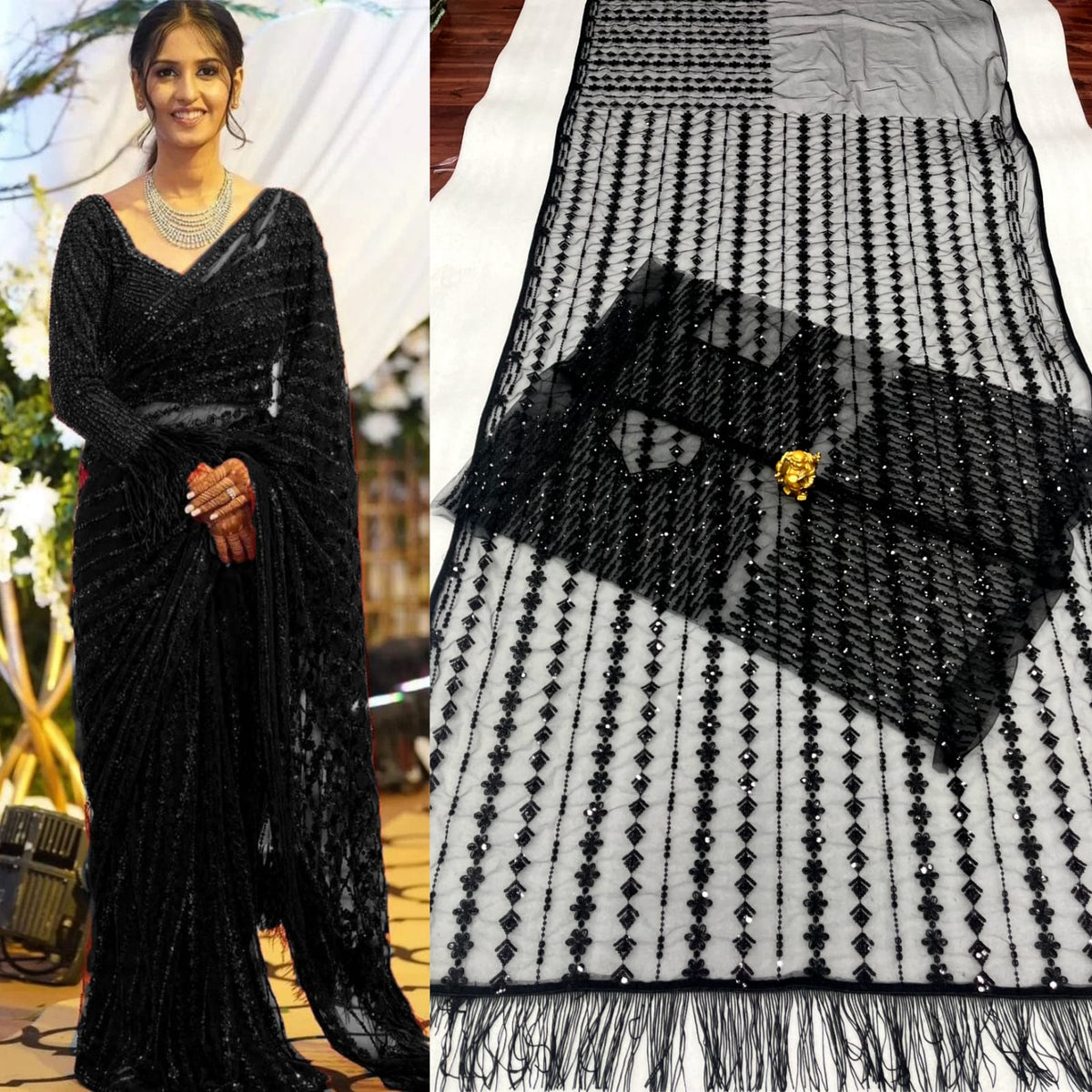 Net Embroidery Saree with blouse