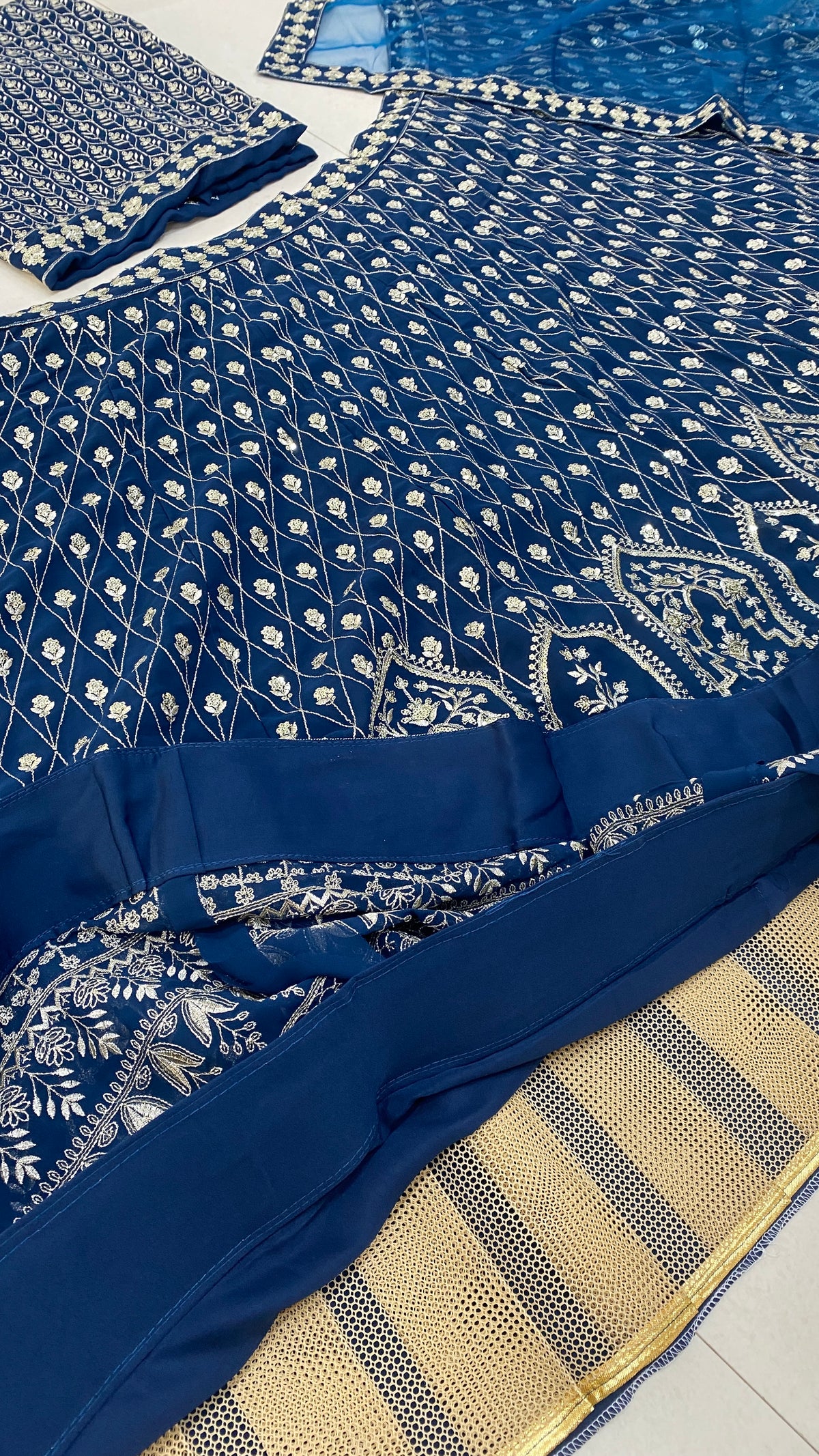 Latest Wedding Wear Blue Color Georgette Lehenga Choli