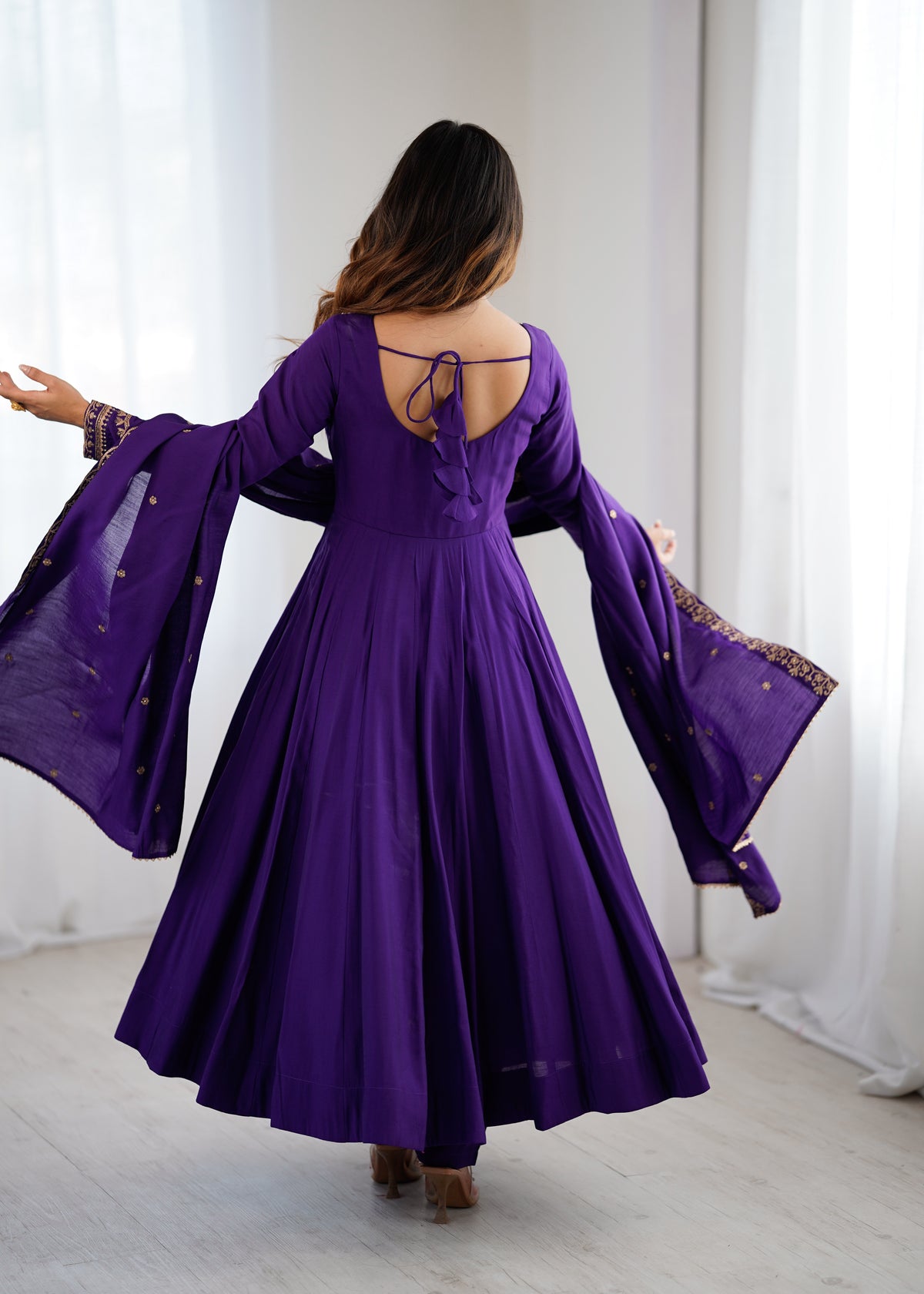 Roman Chanderi Silk Anarkali Gown.
