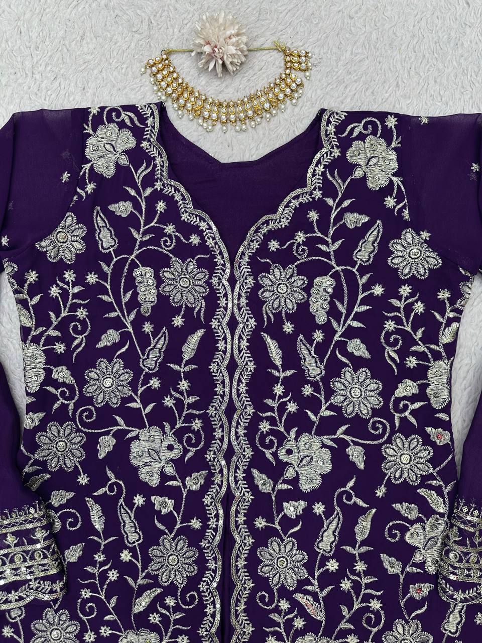 Beautiful Georgette Sequence Embroidered Work Salwar Suit