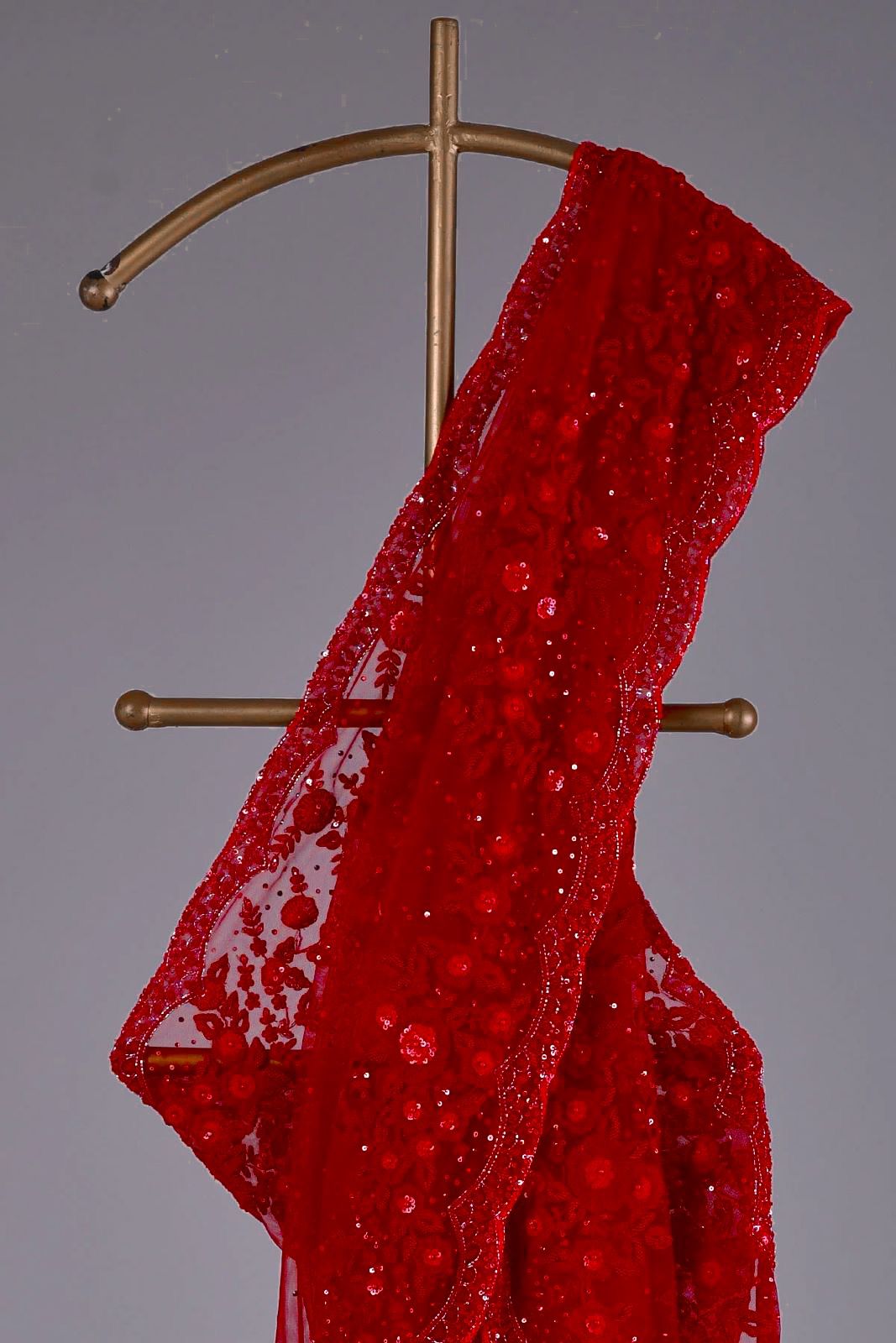 Red color Designer Soft Net Saree with blouse