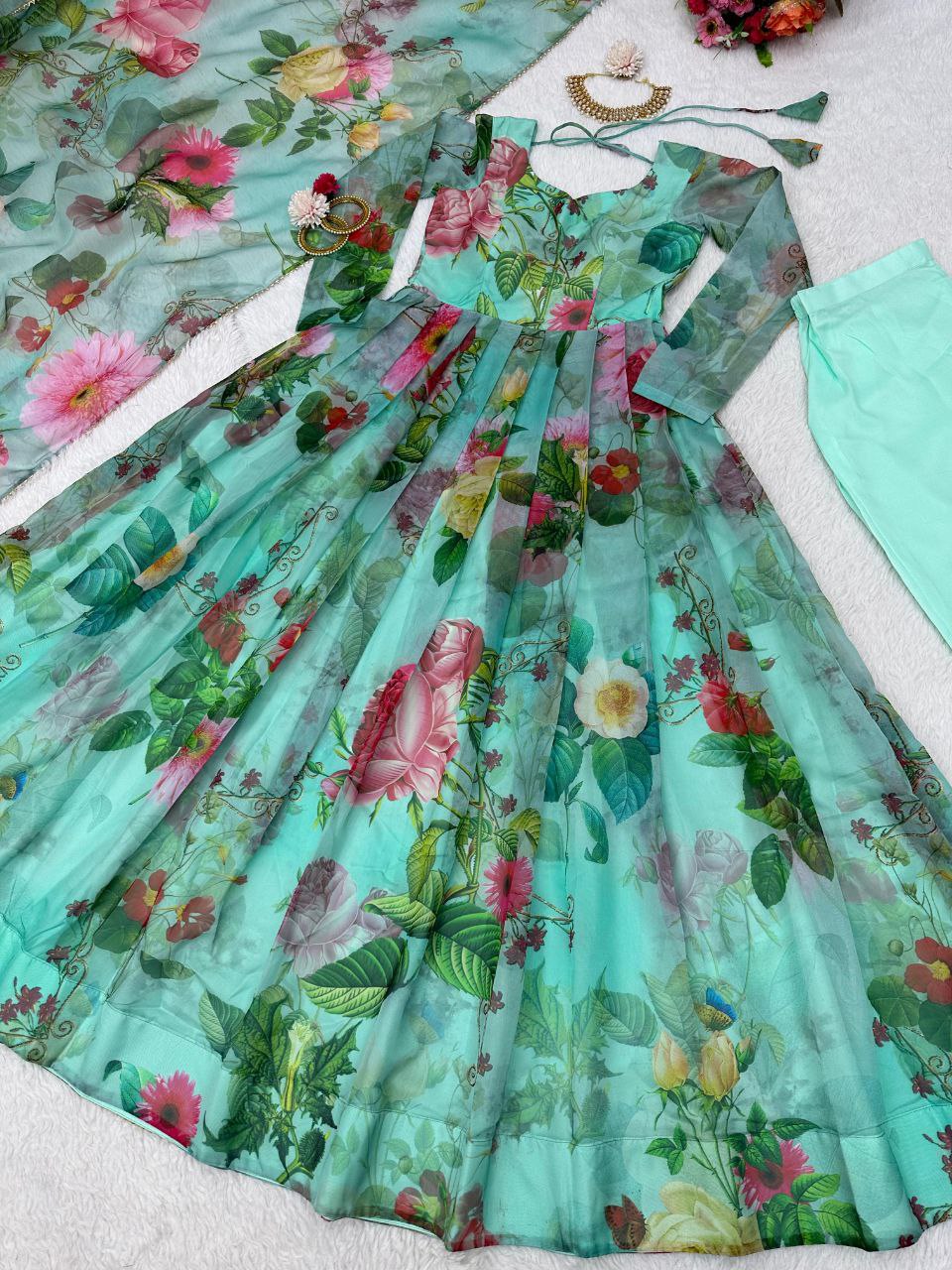 Beautiful Organza Full Flair Anarkali Salwar Suit