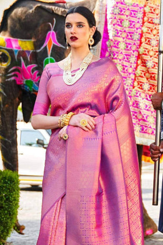 Stupendous Lichi Silk Jacquard Work Wedding Wear Saree Blouse
