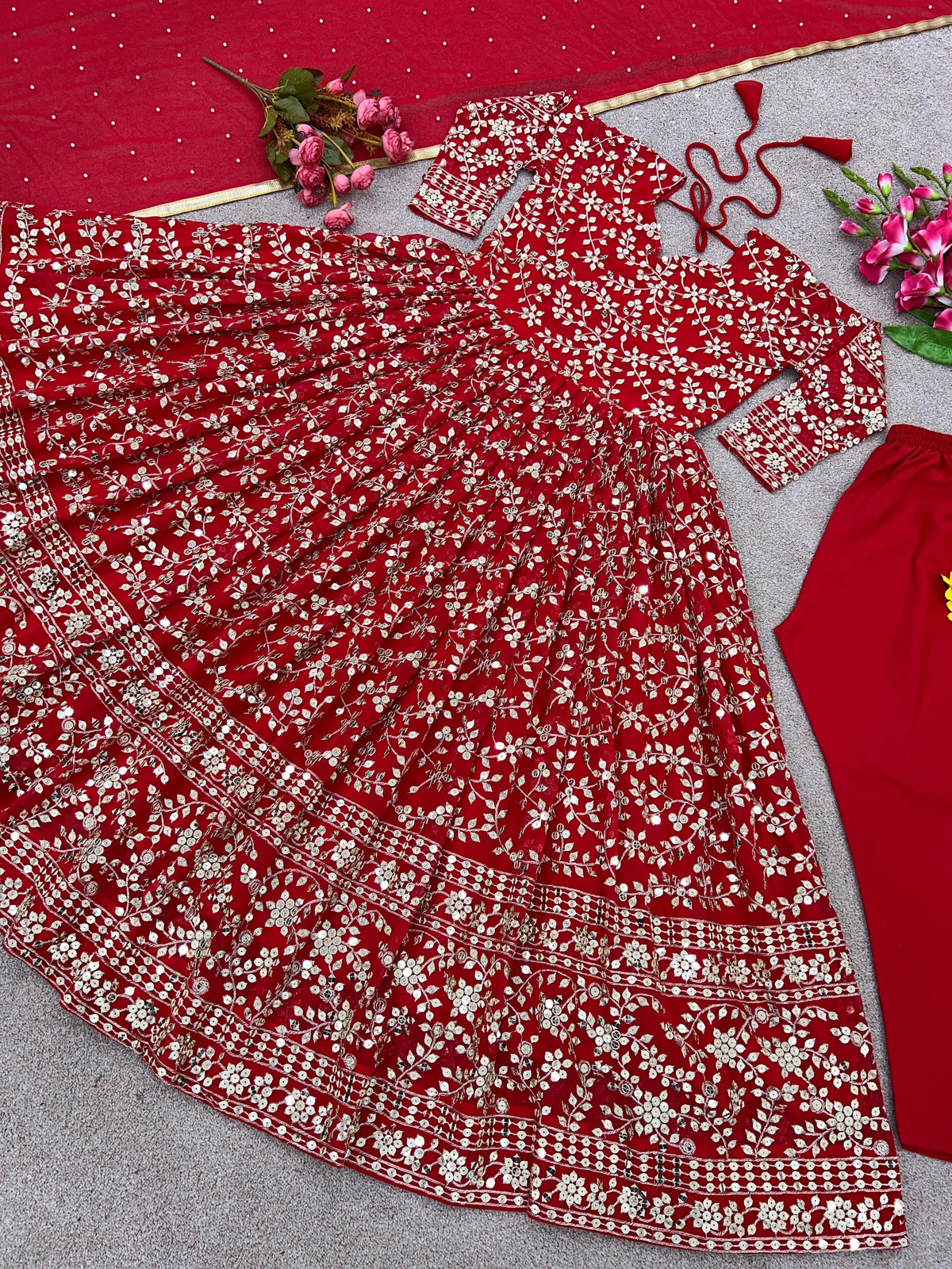 Designer Party Wear Look Full Heavy Embroidery Sequence gown for women