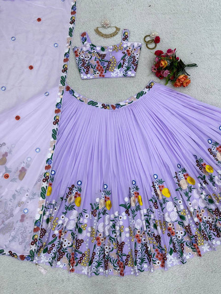 Elegant Tabby Silk Embroidered Work Wedding Wear Lehenga Choli