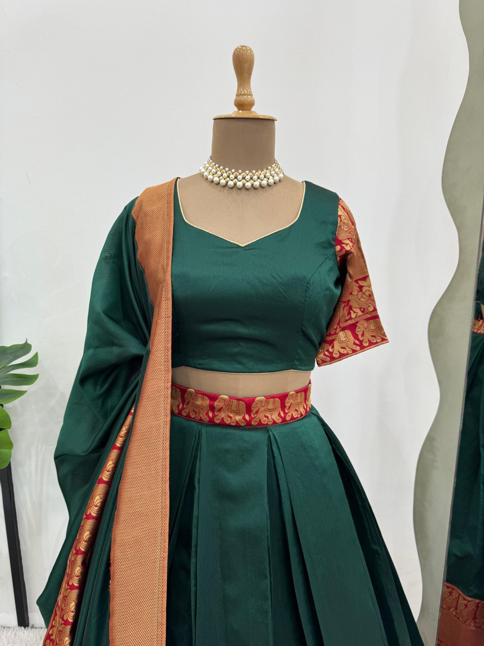 Designer Green Color Weaving Jacquard Lehenga Choli