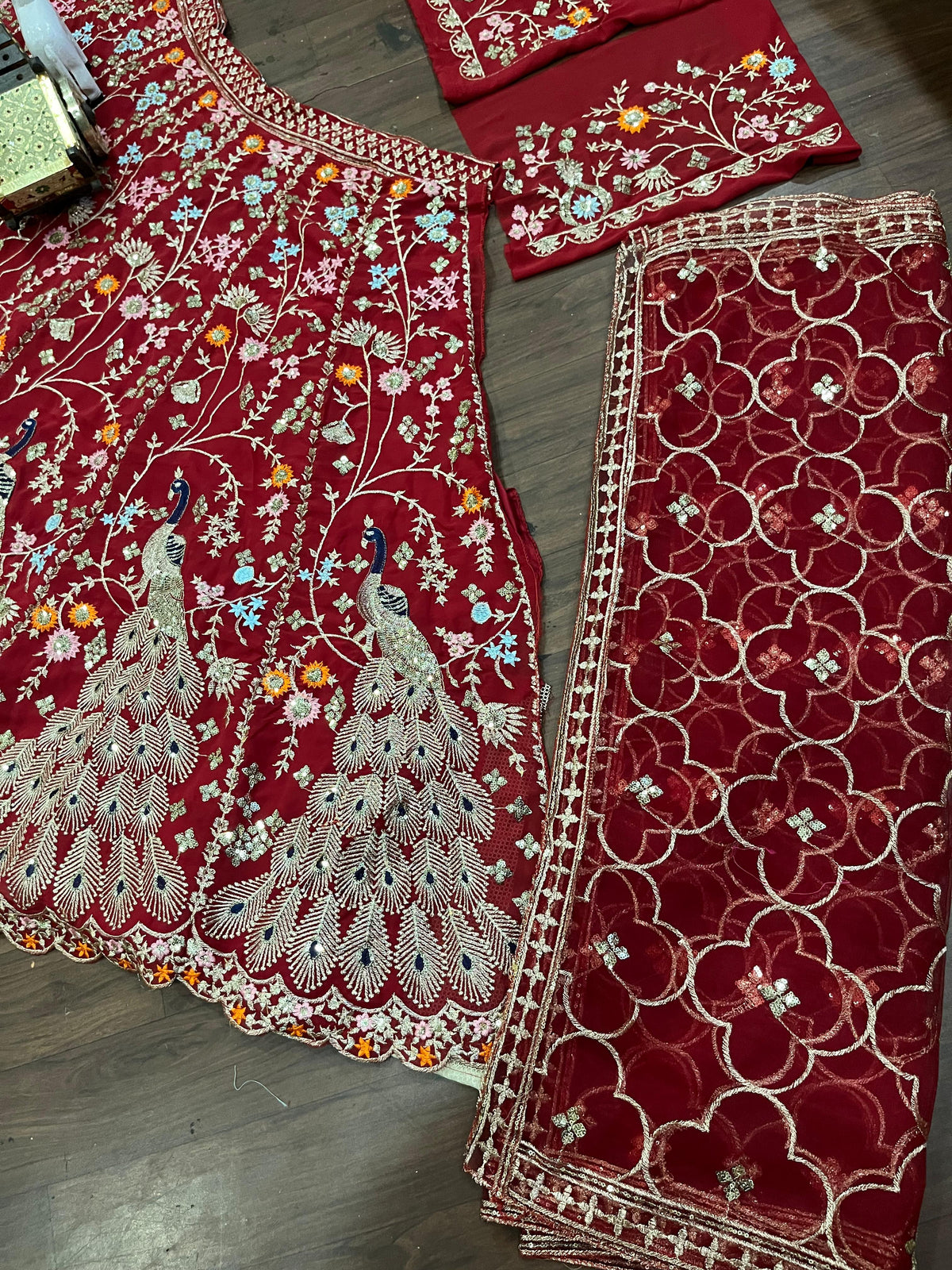 Premium Fox Georgette Sequins Embroidered Lehenga Choli with Dual Dupatta