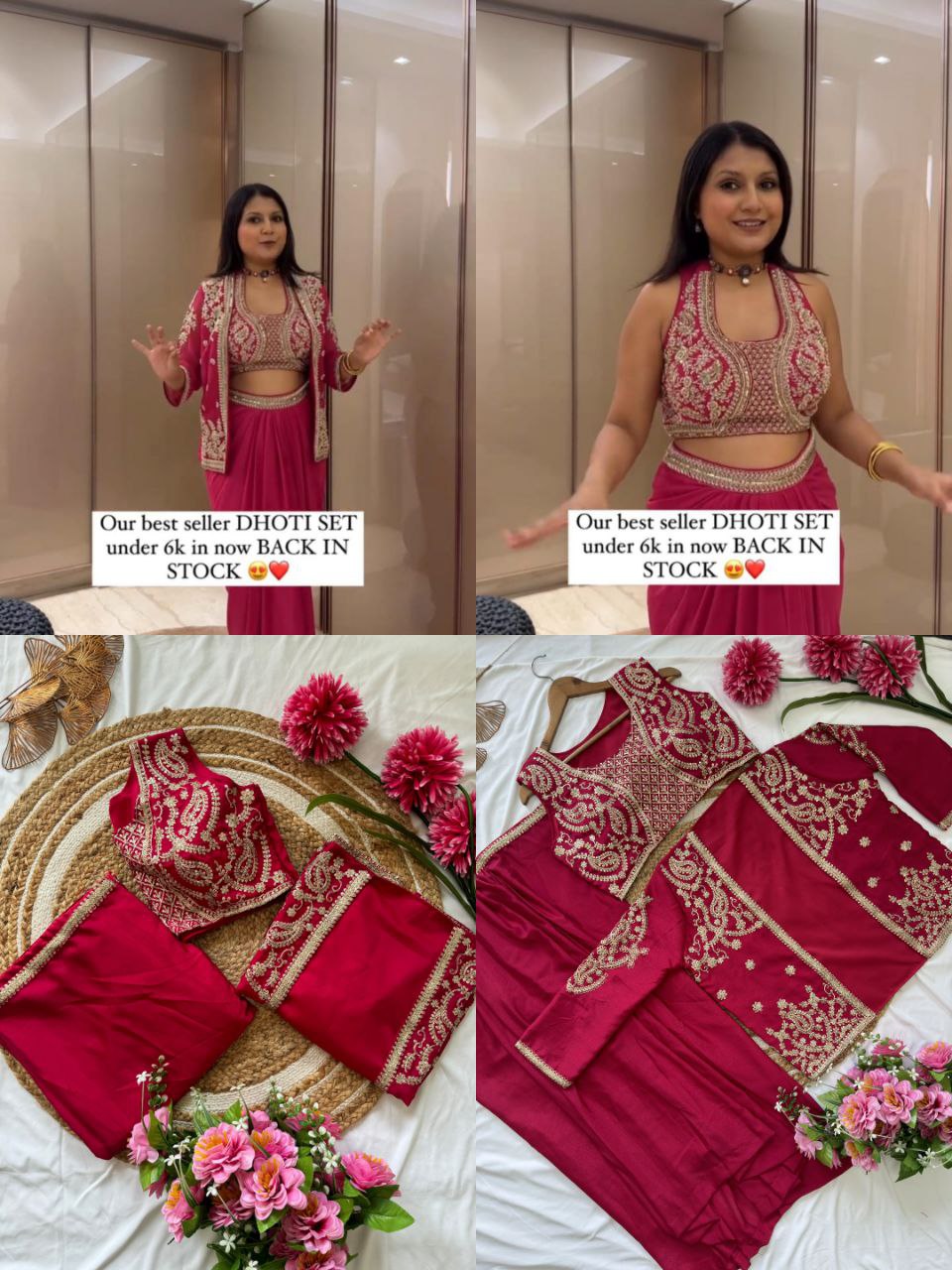 Ready to wear Chinon Silk jacket Dhoti Indo Western