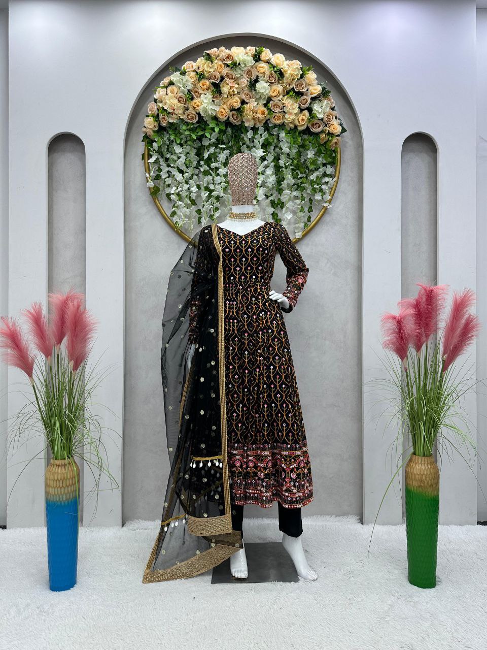 Fascinating Latest Georgette Anarkali Salwar suit With Embroidery And Sequence Work