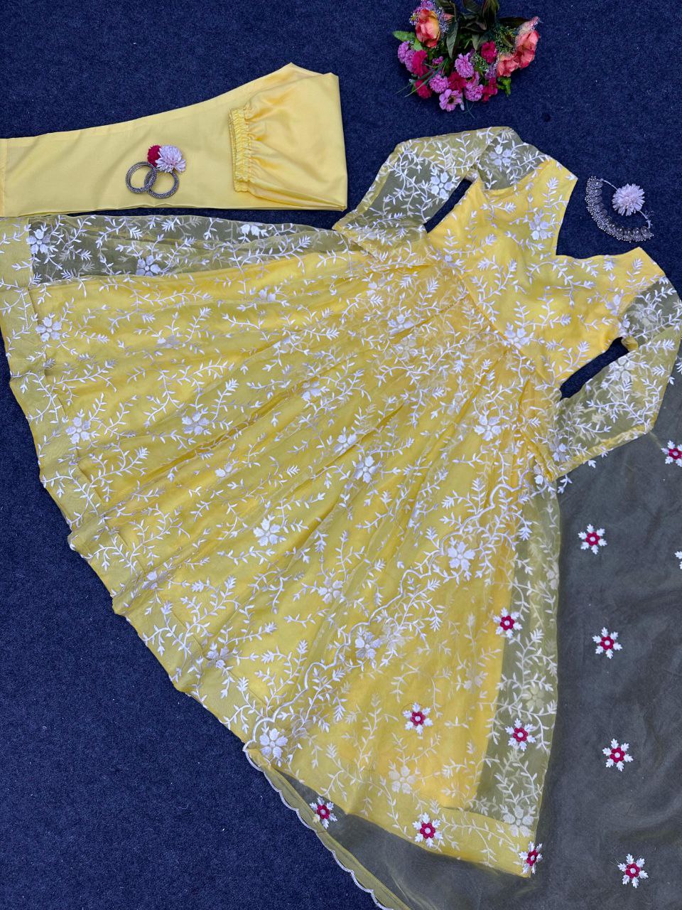 Attractive Designer full stitched Organza Anarkali suit