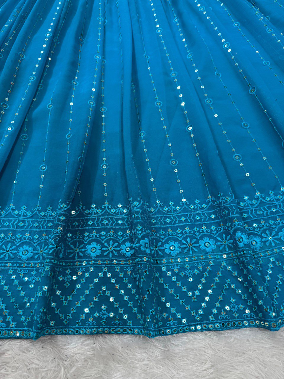 Blue Color Georgette Sequence Lehenga Choli