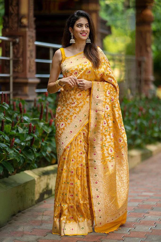 Soft Lichi Silk Saree with Rich Jacquard Work