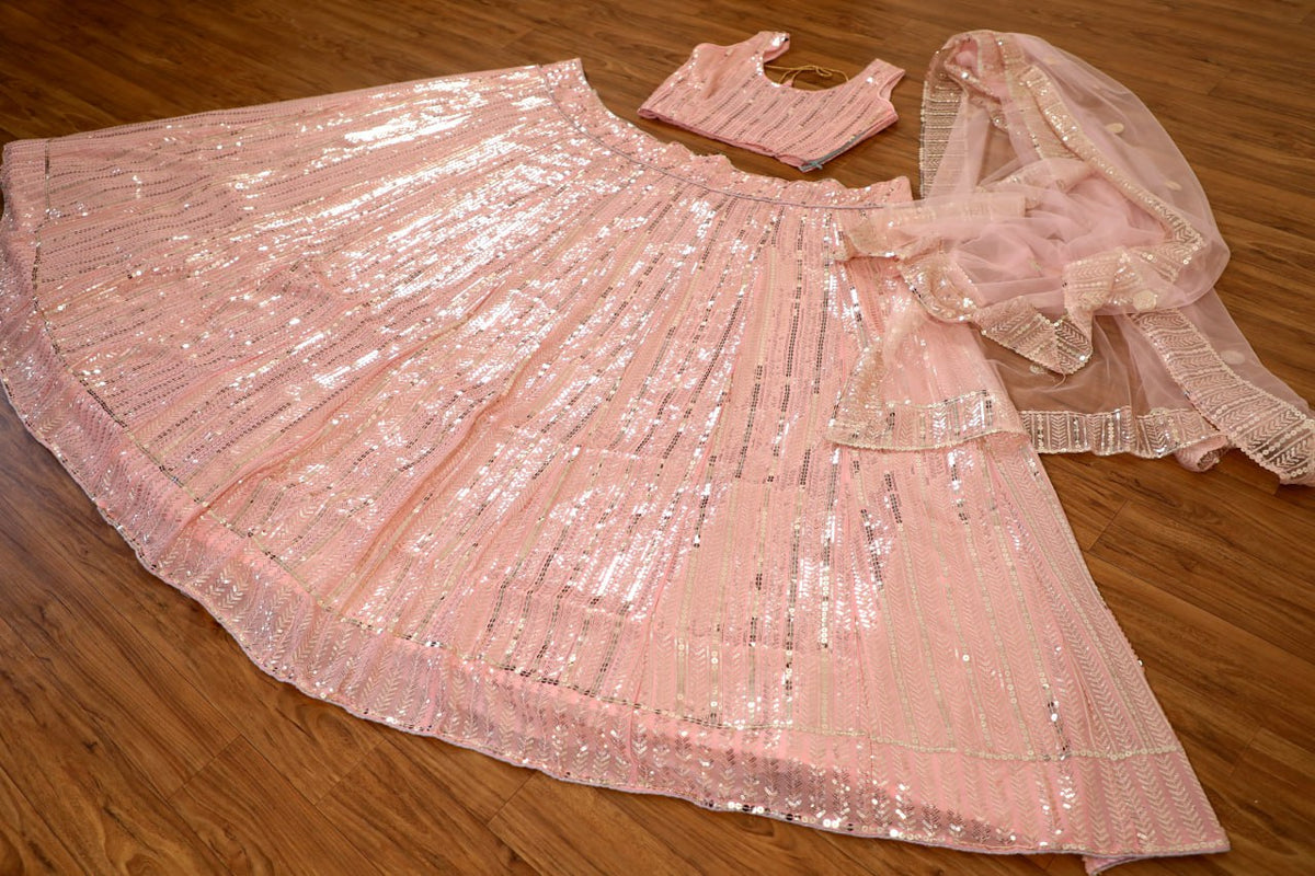 Georgette Sequin Embroidery Lehenga Set