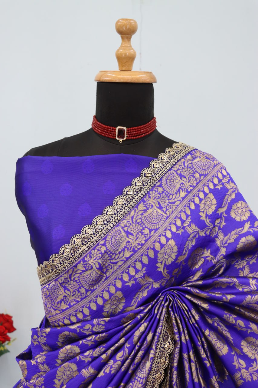 Latest Banarasi Silk Saree with Matching Silk Blouse Piece