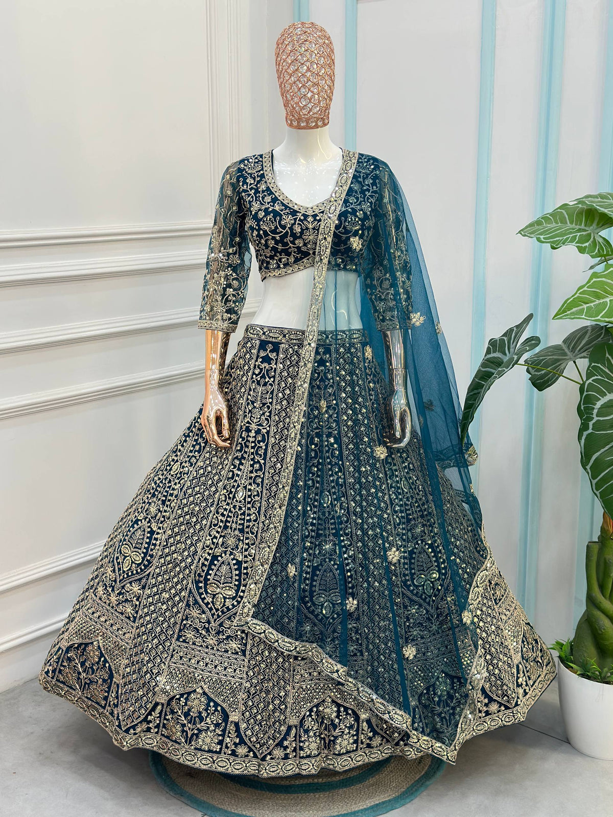 Blue Color Net Lehenga Choli