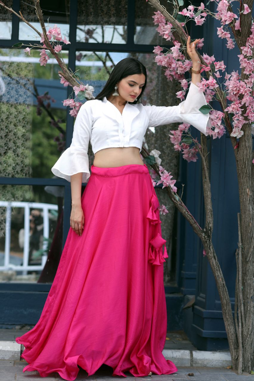 Plain Lehenga With Designer Blouse ( watch real video )