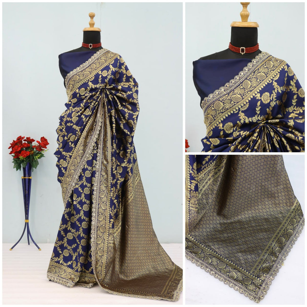 Banarasi Silk Saree Matching Silk Blouse Piece