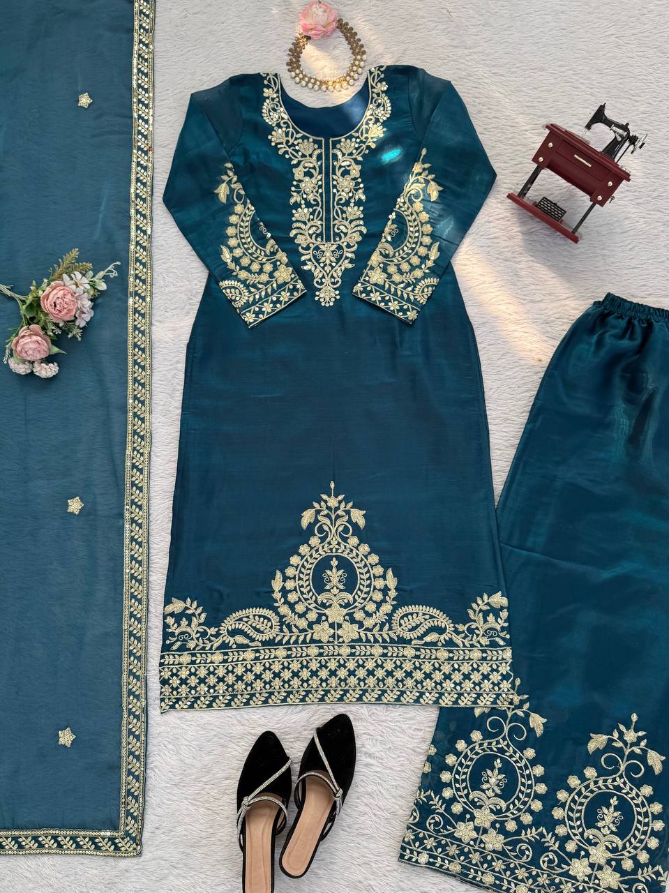 Exquisite JMC Silk 3-Piece Salwar Suit Set