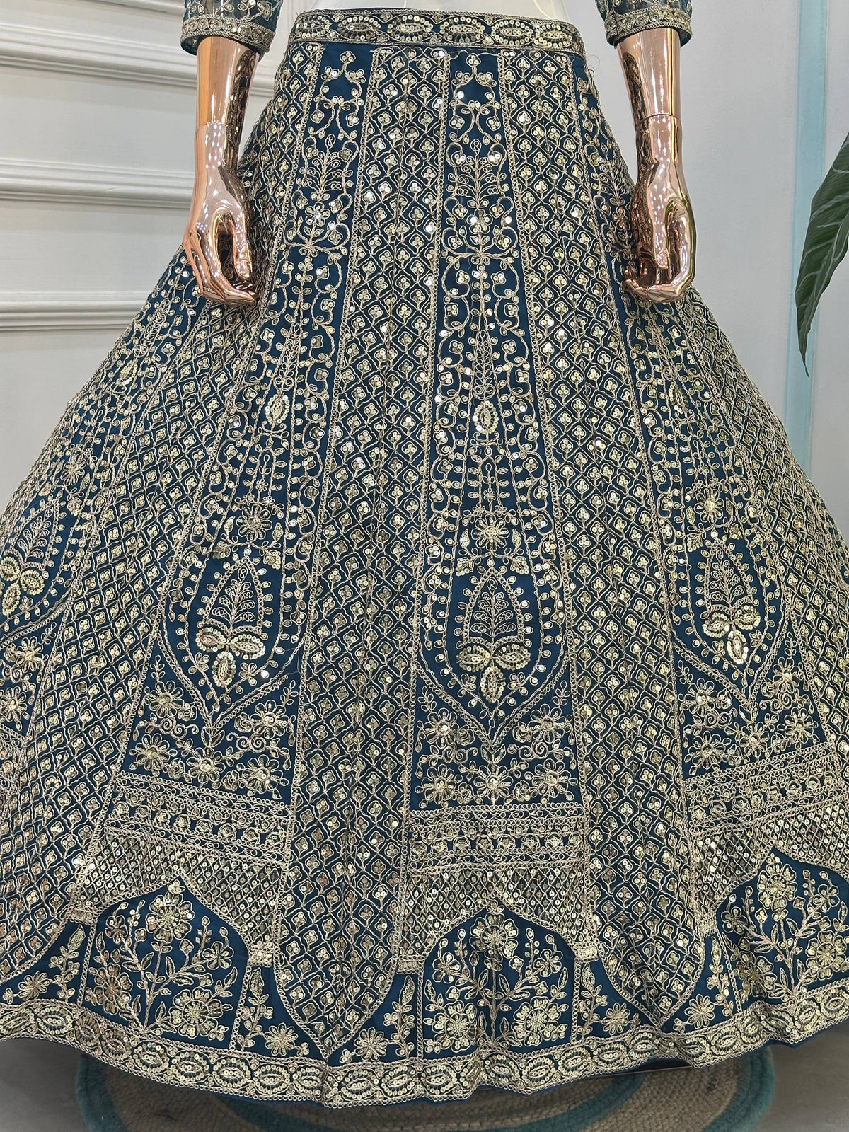 Wedding Wear Blue Color Net Lehenga Choli