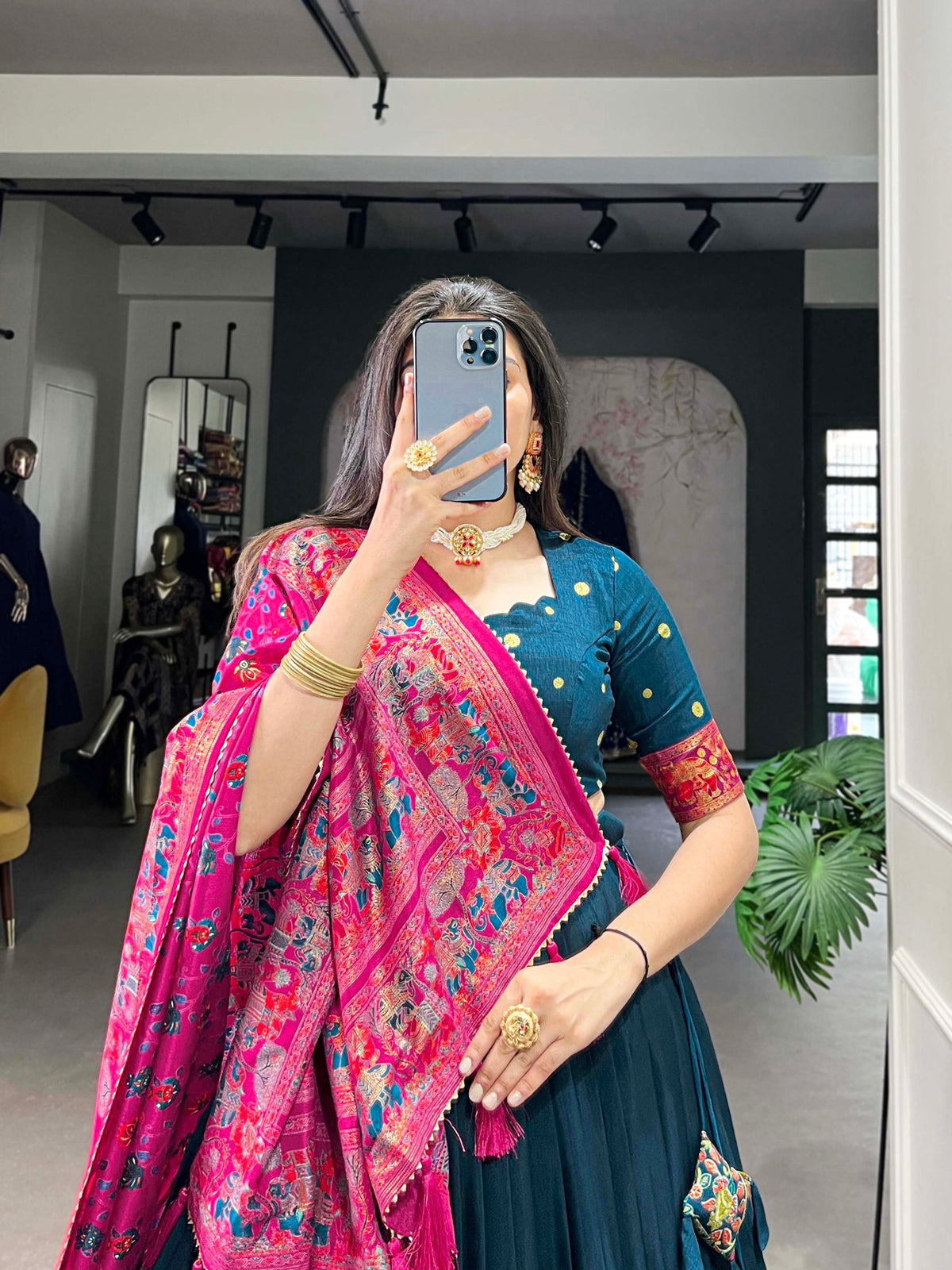 Wedding Wear Tussar Silk Foil Work Lehenga Choli