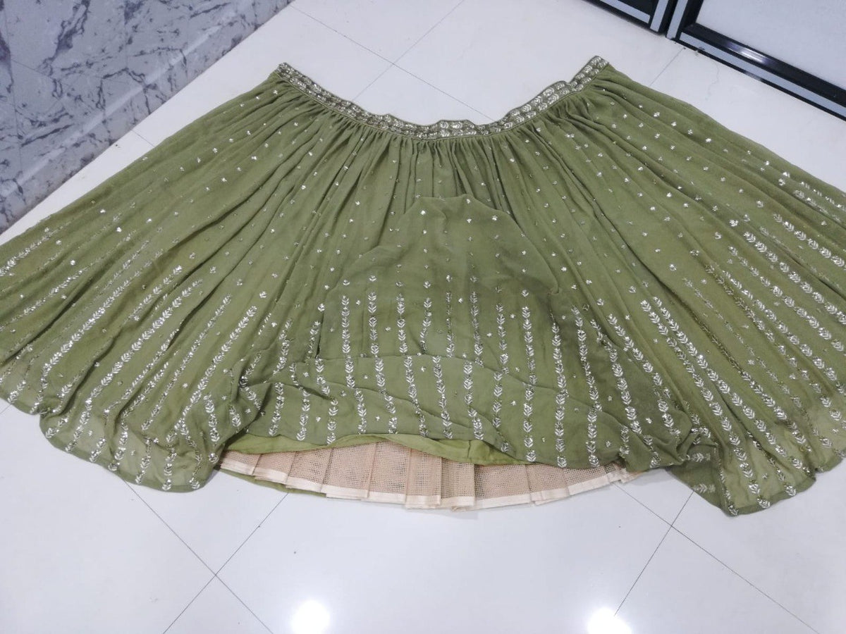 Georgette Sequin Jari Embroidered Lehenga Choli Set