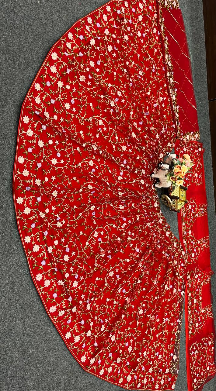 Premium Embroidered Sequins Soft Net Lehenga Choli Set