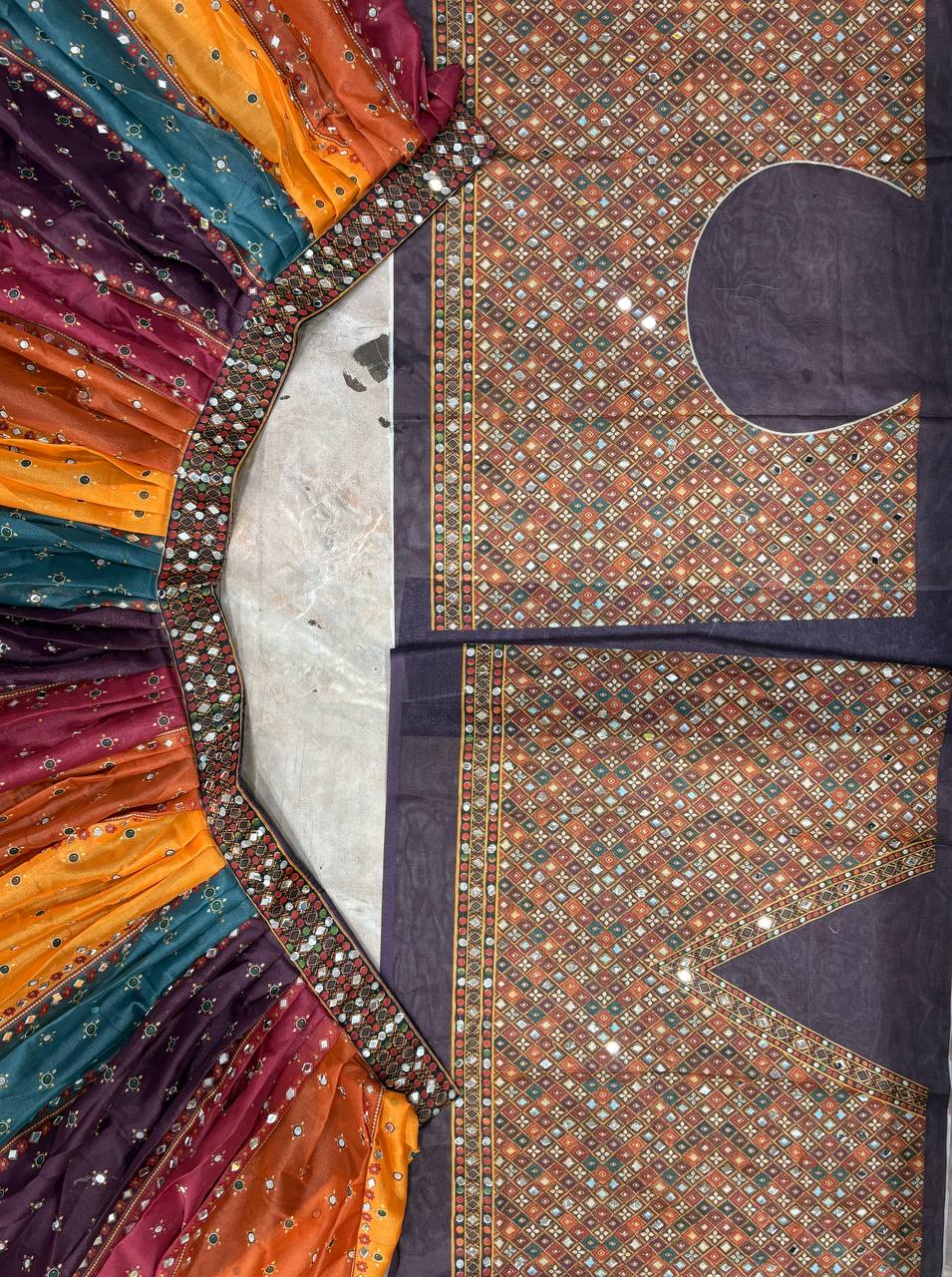 Star Georgette Digital Print & Real Mirror Work Lehenga Choli with Dupatta