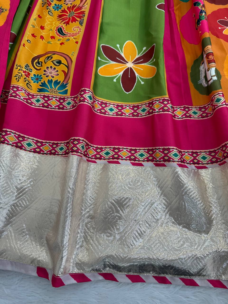 Multi Color American Crape Digital Printed Lehenga Choli