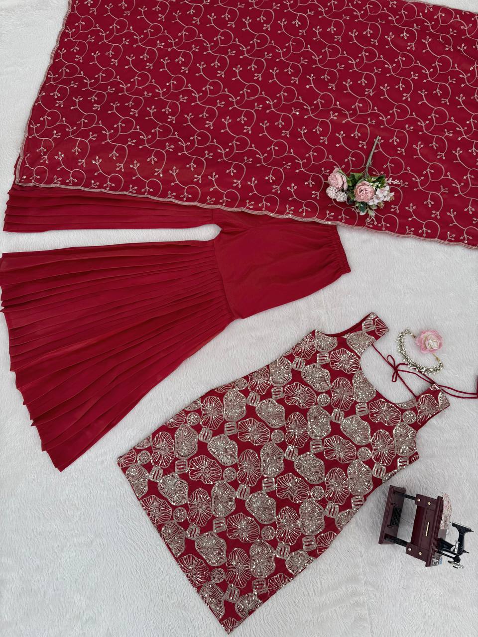 Latest Simmer Silk Kurta Sharara Dupatta