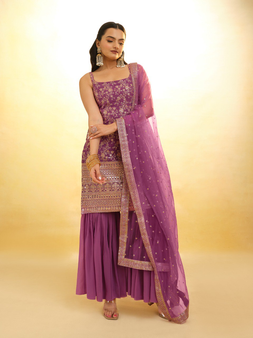 Wine Color Georgette Sequence Salwar Suit