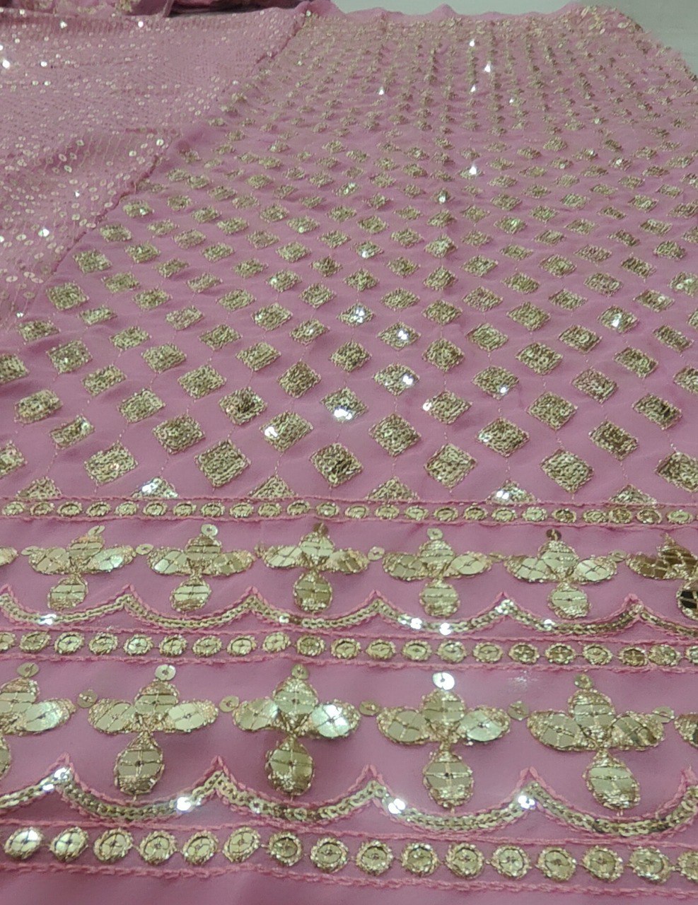 Exquisite Bottle pink Sequence Embroidery Lehenga Set