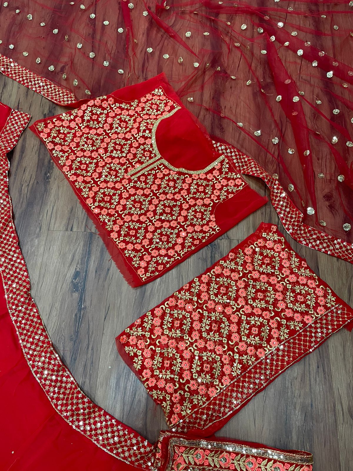 Bridal Wear Georgette Red Color Lehenga Choli For Women