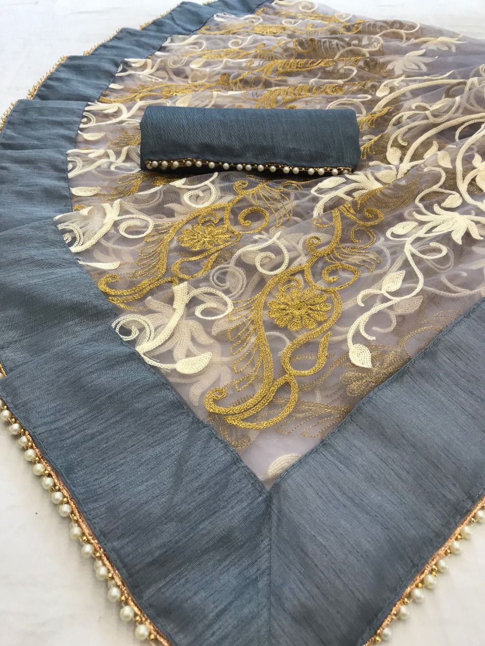 Latest Designer Net Embroidered Saree For Women