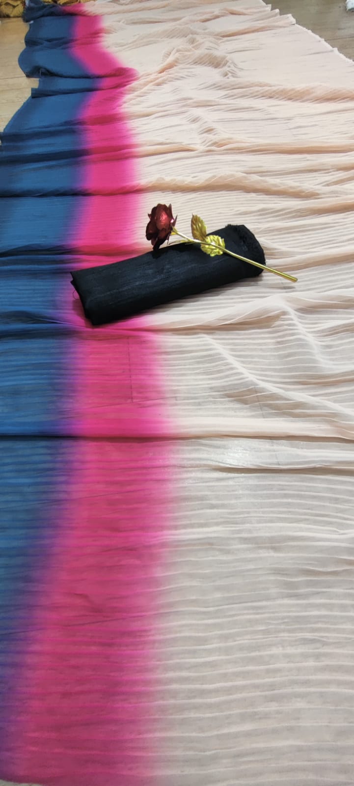 Multi color designer georgette saree with blouse for women