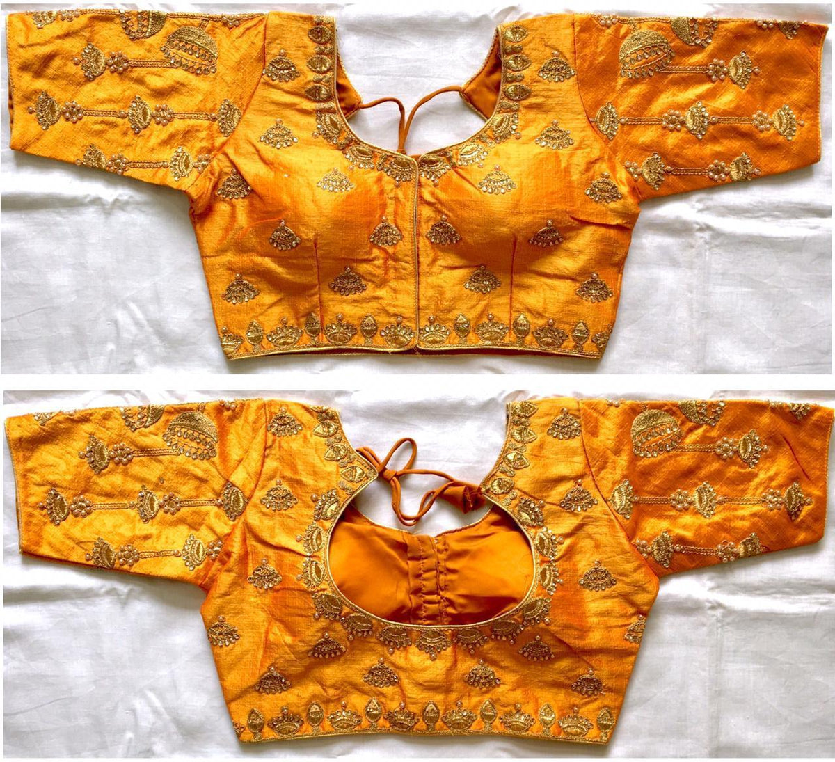 Remarkable Mustard Thread Coding With Hand Work Ready Made Blouse for Party Wear