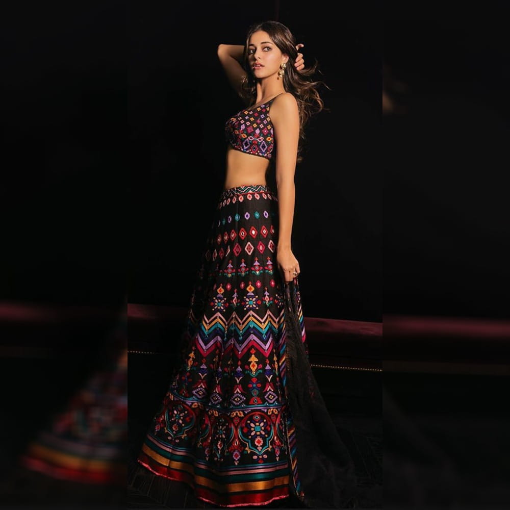 Smashing Black Satin Banglori Digital Print New Lehenga Choli Design Online