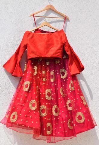 Bewitching Red Designer Net Sequence Work Lehenga Choli